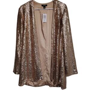 Torrid Blazer Jacket Champagne Pink Gold Size 00 Medium Large Sequins Formal New